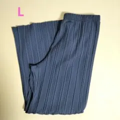 ユニクロ プリーツストレートパンツ Lサイズ ネイビー