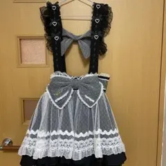 LIZLISA レースアップティアードスカパン グレー 黒チェック スカート