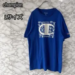 champion ロゴ Tシャツ Lサイズ 青　ブルー　US古着