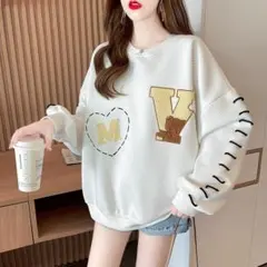 トレーナー オーバーサイズ くま かわいい XL スウェット おしゃれ ホワイト