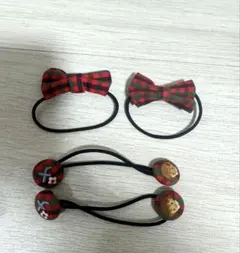 familiar ヘアゴム　髪飾り　リボン　チェック　キッズ