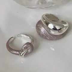 ぷっくり　オープンリング　シルバー　調節可能　指輪　ノット　結び目　ボリューム