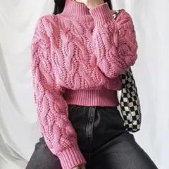 ローゲージハイネッククロップドニット