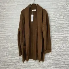 フローラル ロングカーディガン ブラウン ニット 秋冬 レディース　新品タグ付き