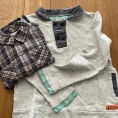 Biquette Club 長袖チェックシャツ&カットソー130 キムラタン