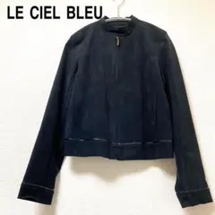 美品【ル シェル ブルー】人工皮革スウェードブルゾン　黒　size36のサムネイル