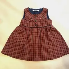 familiar 赤チェックワンピース80センチ　超美品