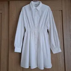 美品　イング　シャツブラウス　ワンピース　長袖　ホワイト　Mサイズ　日除け