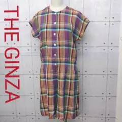 THE GINZA チェック柄 フレンチスリーブ ハーフボタン サロペット