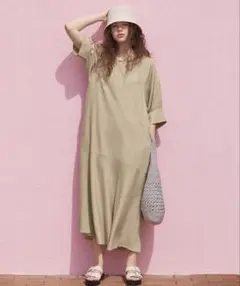 美品 OPAQUE.CLIP Vネックマキシワンピース