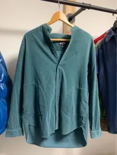 BILLABONG メンズ 長袖シャツ グリーン バンドカラー