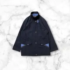 【希少】ハーフ丈ジャケットコート切り替えスタンドカラーライトアウター変形ボタンL