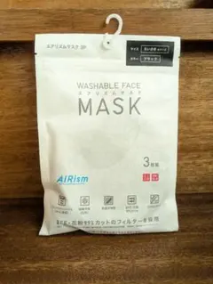 【UNIQLO】AIRism 洗えるマスク ちいさめサイズ ブラック 3枚組のサムネイル
