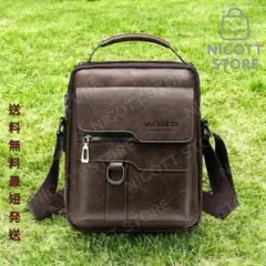 ショルダーバッグ 2wayバッグ 斜め掛けバッグ メンズ ビジネスバック 茶色