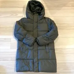 UNIQLO フード付きロングダウンコート 140 カーキ