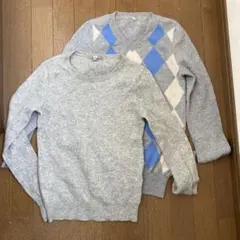 カシミヤ100% グレー　クルーネック　セーター　ユニクロ他　２枚まとめ売り