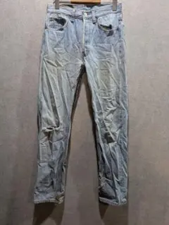90s Levi's 501 デニムパンツ ライトブルー ダメージ