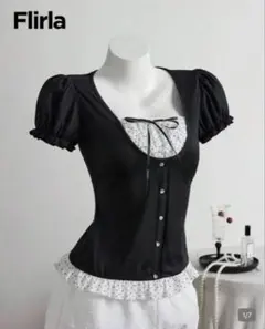 SHIEN半袖Tシャツ ブラック　ドット　水玉