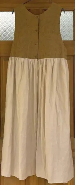 最終価格ツハル自由が丘限定　刺繍配色切替前後2WAYノースリワンピース　ベージュ