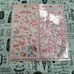 ハローキティ・マイメロディ シール 2シートセット　ボンボンドロップ