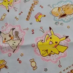 ★ポケモン★ 総柄 綿生地 ライトブルー