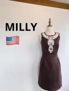 【極美品】Milly ブラウンシェルワンピース1049