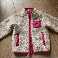 patagonia フリースジャケット 4T クリーム/ピンク