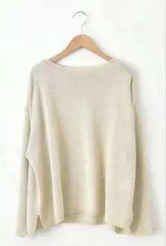本日SALE❗️hagumu 長袖ボートネック綿ニットFサイズのサムネイル