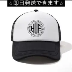 新品未使用　HUFホワイト/ブラック ロゴ　メッシュキャップ