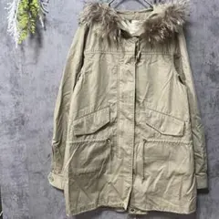 スローブイエナ　モッズコート　ファー付き　フード　フルジップ　毛皮　ラクーン　S