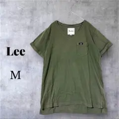 Lee リー 半袖 Tシャツ M カーキ Vネック ポケット付き シンプル
