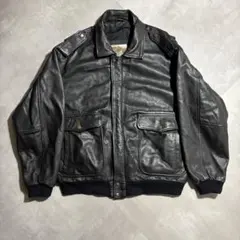 極上 80s - vintage A2 レザージャケット　革ジャン　ブラック　黒