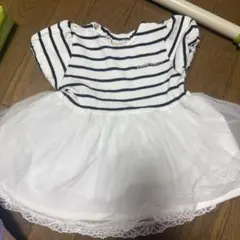 petit main ストライプ 半袖ワンピース 100 プティマイン