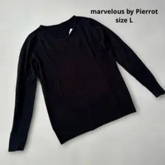新品【Ｌ】マーベラス バイ ピエロ　長袖ニット　ブラック