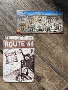 ルート66 メタルサイン 2枚セット