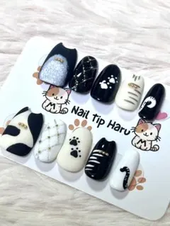 にゃんにゃんセール中！猫キャラクターネイルチップMサイズ　5