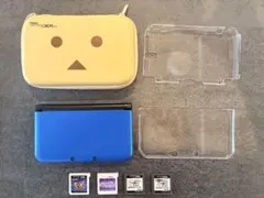 【美品箱無し】3DSLL 青黒 本体＋ソフト4本セット【ポケモン/モンハン】