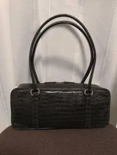 濱野クロコ型押しミニボストン　濱野皮革工藝