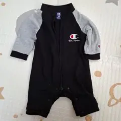 Championロンパース 80 黒/グレー　ジッパー チャック チャンピオン