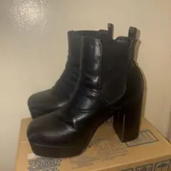 MERRELL ブラック サイドゴアブーツ チャンキーヒール