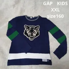 【GAP KIDS】狼刺繍 ネイビー 長袖カットソー XXL size160