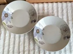 【multiple CHOICE】【未使用】 花柄大皿 2枚セット