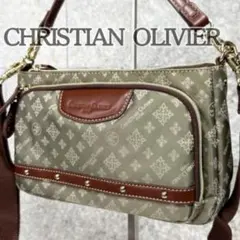 多機能✨ クリスチャンオリビエ 2way ショルダーバッグ モノグラム カーキ