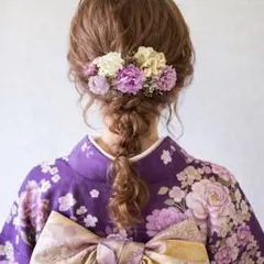 ドライフラワー髪飾り 紫ヘッドパーツ 成人式振袖 結婚式 卒業式 和装 パープル