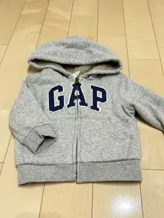 美品！GAP フード付き グレー ボア パーカー 80 12-18M