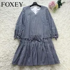 美品✨雑誌掲載 フォクシー ギンガムチェックワンピース ギャザー