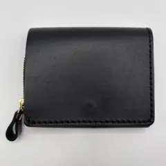 HERZ 二つ折り財布　ブラック　レザー　コンパクト　ウォレット　財布　黒