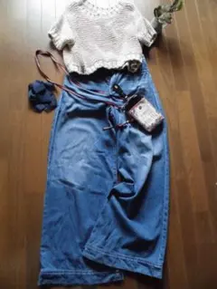 表記42　W72cm　MAXMARAweekend　レディースワイドデニムパンツのサムネイル