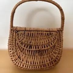 ラタン かごバッグ 籐バッグ ハンドメイド ナチュラル 古道具 バスケット