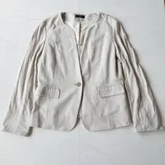 アーヴェヴェ 1ボタンノーカラージャケット M オフベージュ 通勤